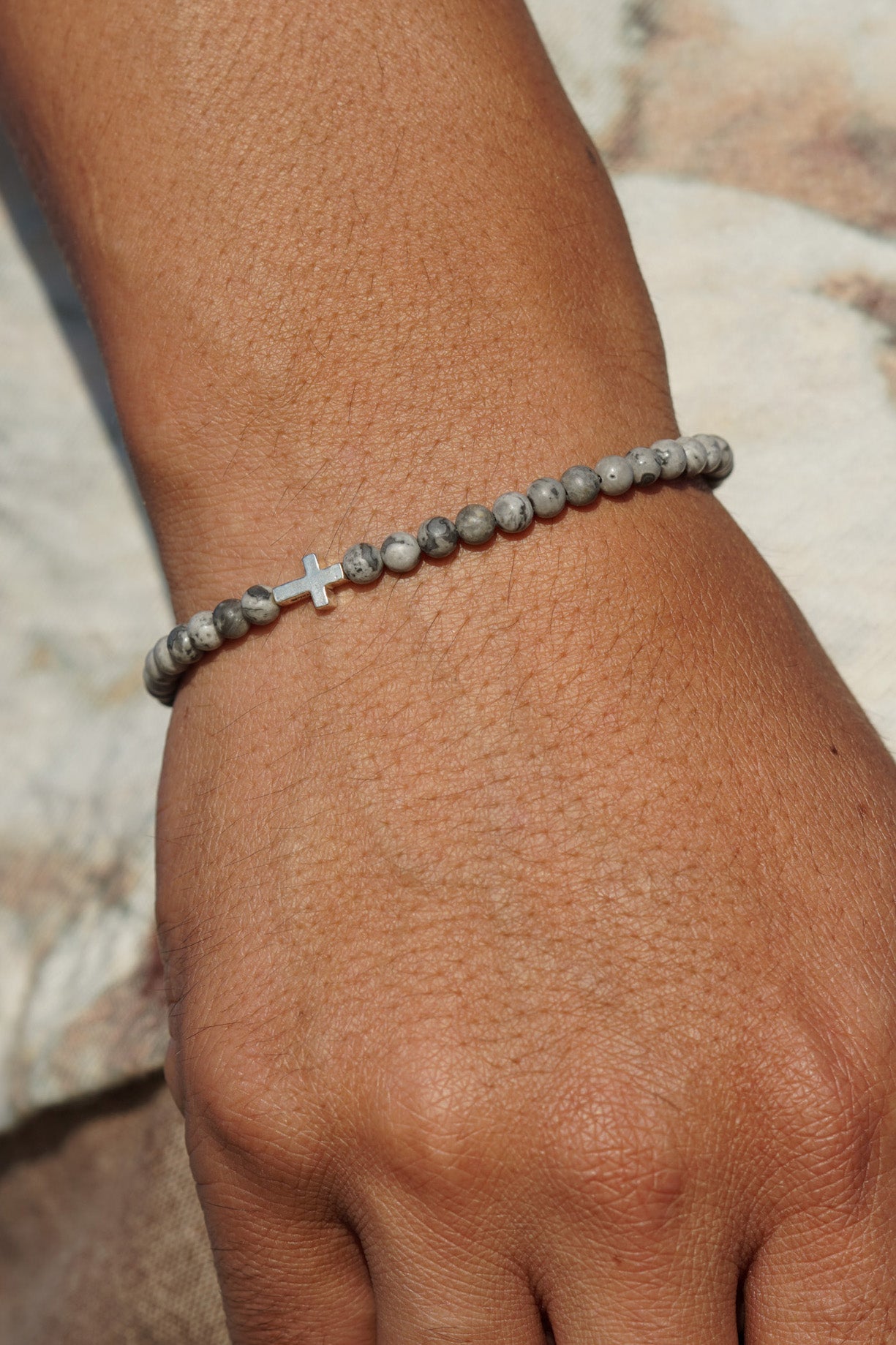 Crossroads Slim Bracelet | Gray Jasper & Sterling Silver