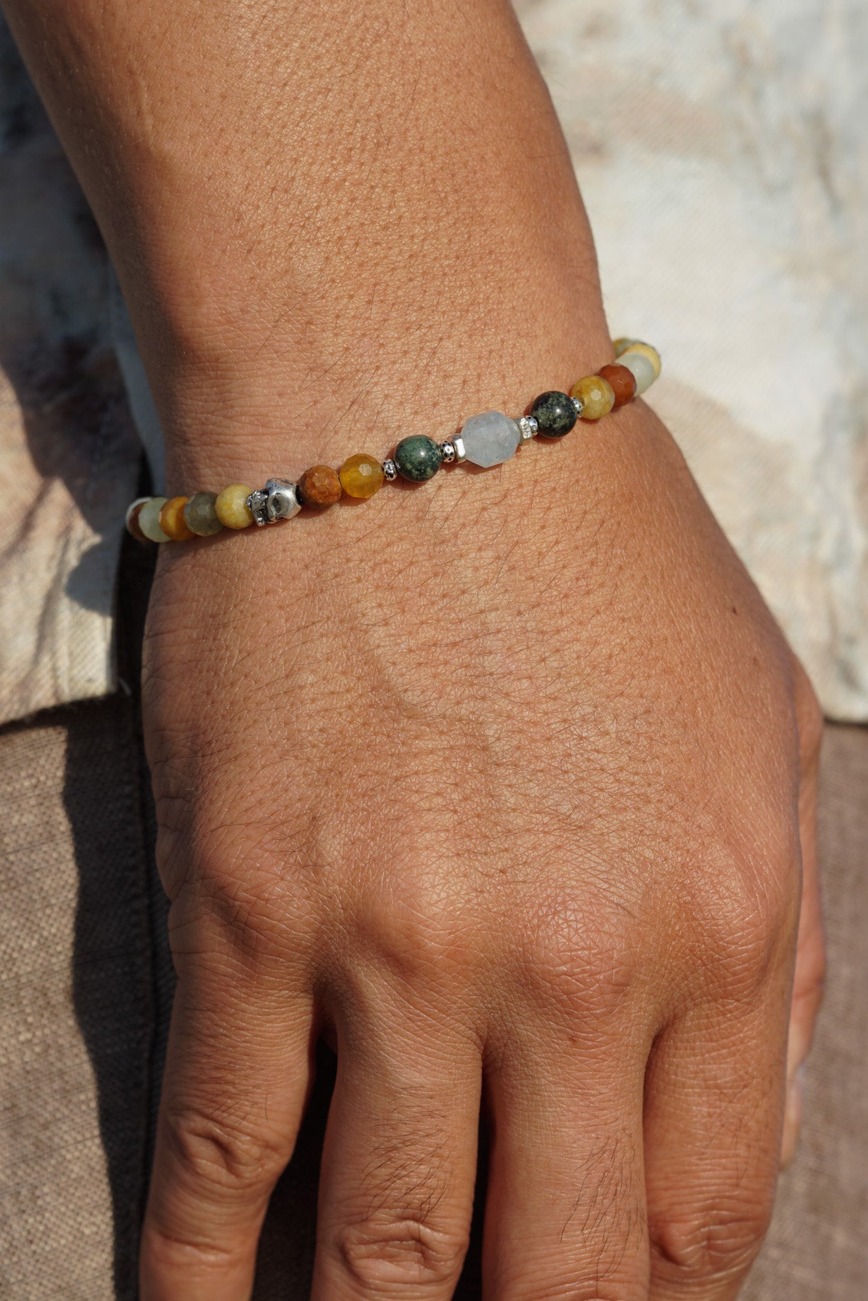 Riftwalker Bracelet | Serpentine Jade, Jasper, Aquamarine & Skull