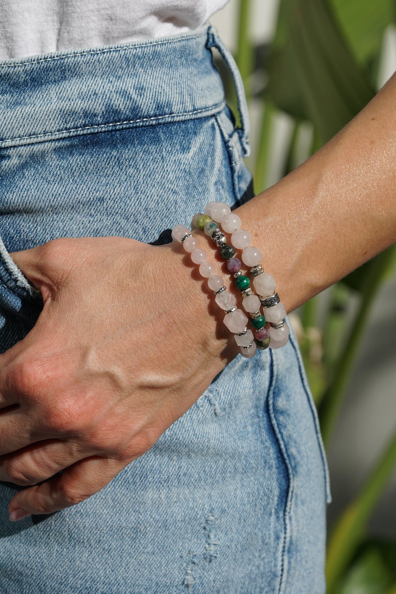 Edge of Love Bracelet | Tourmaline, Rose Quartz & Skull
