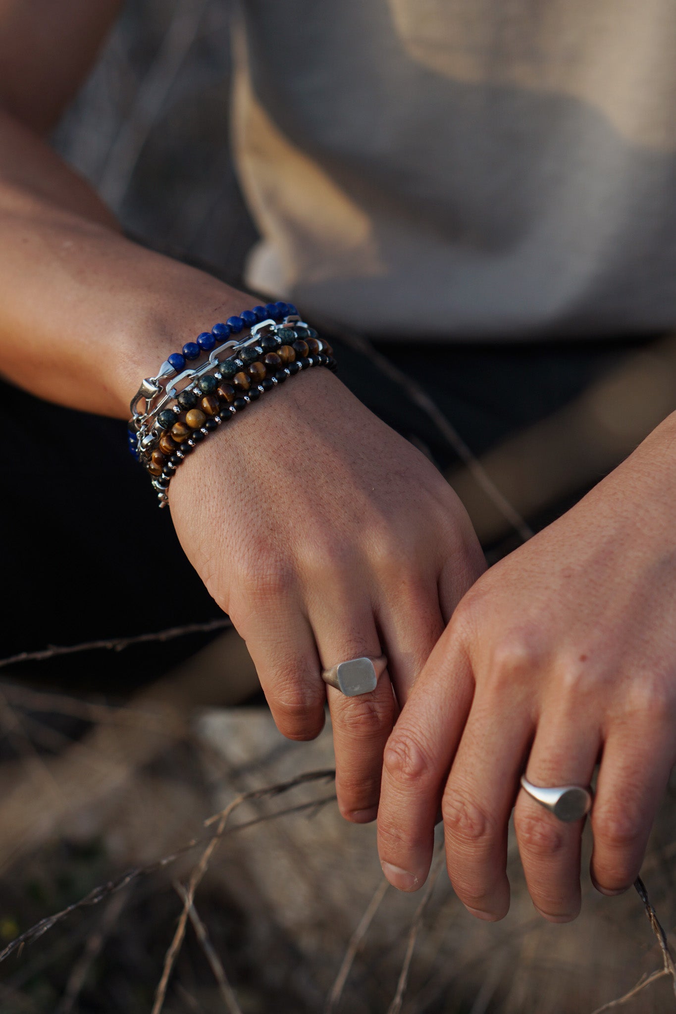 Strata Slim Bracelet | Matte Onyx & Sterling Silver