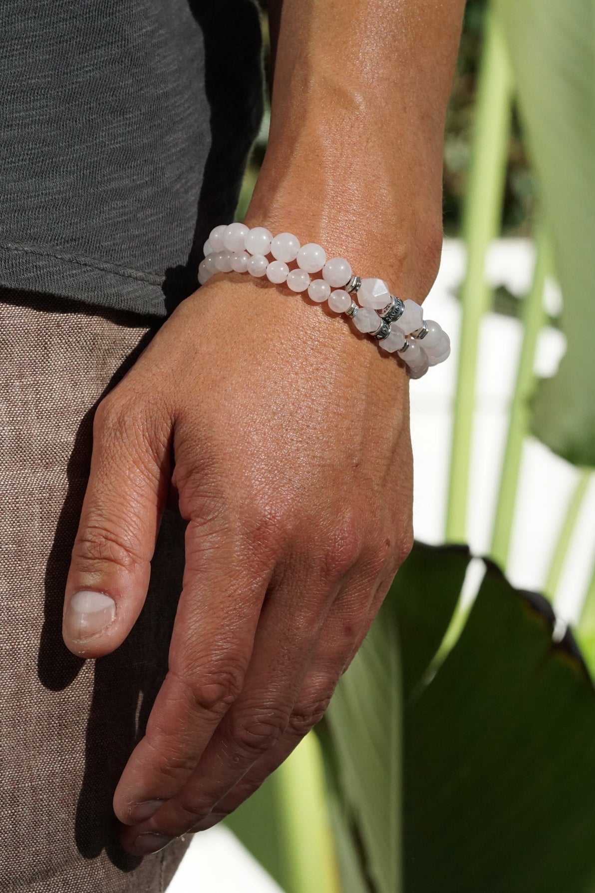 Rosecut Bold Bracelet | Rose Quartz & Sterling Silver