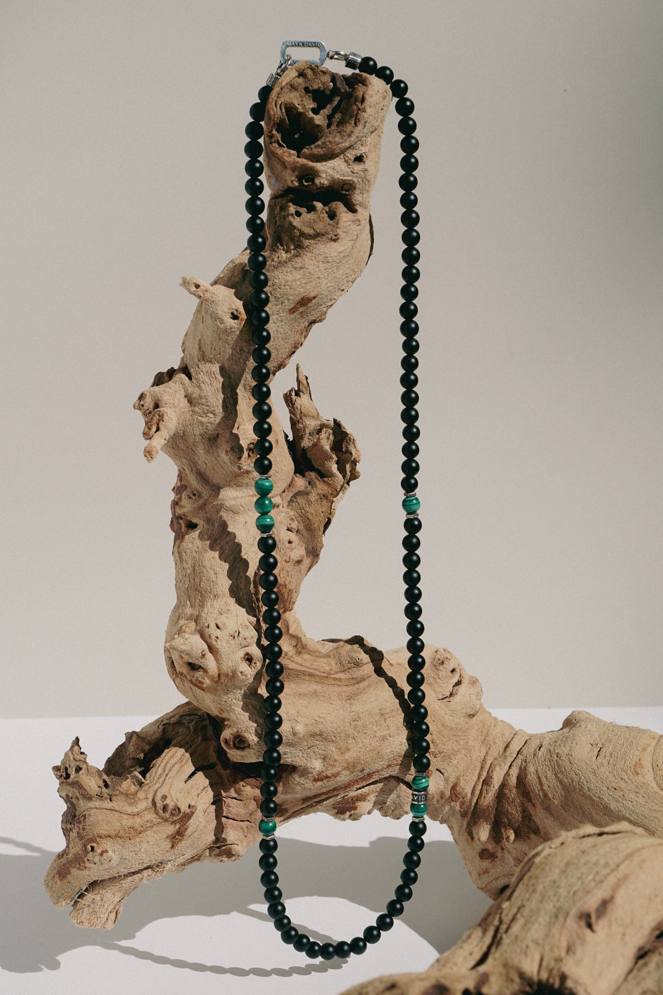 Axis Necklace | Matte Onyx, Malachite & Sterling Silver
