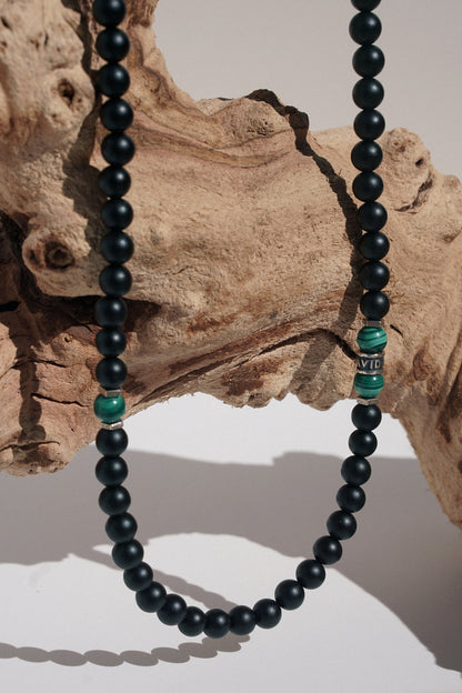 Black Onyx & Malachite Necklace | Sterling Silver