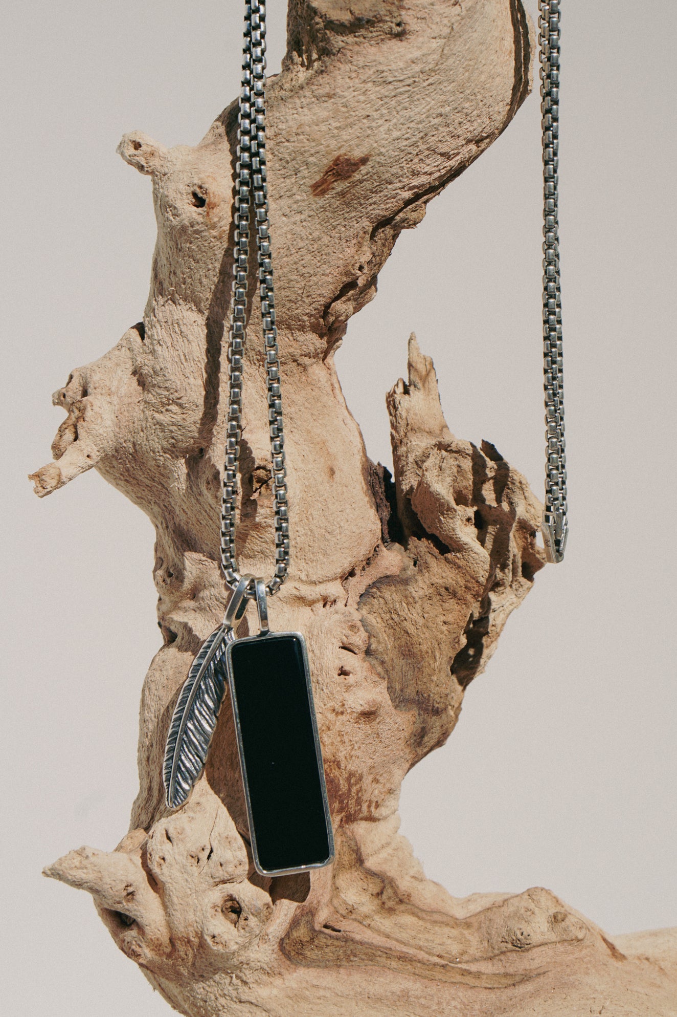 Flight Tag Necklace | Onyx & Sterling Silver