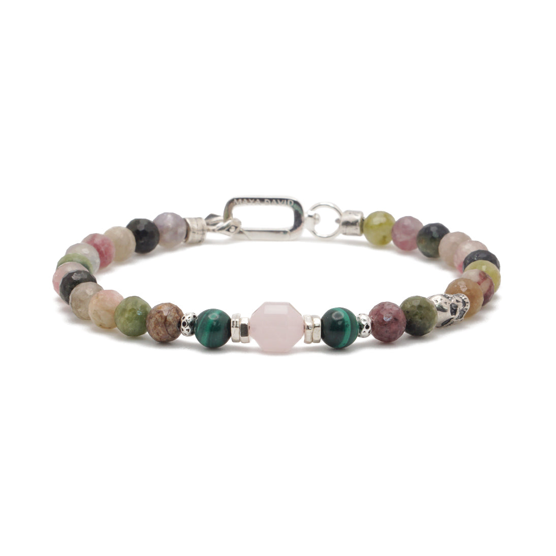 Edge of Love Bracelet | Tourmaline, Rose Quartz & Skull