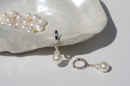 Duo Pearl Huggies | Sterling Silver