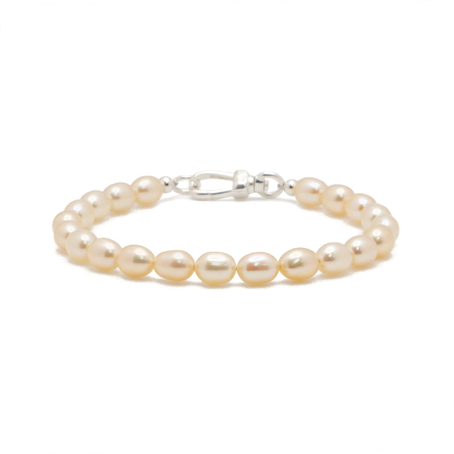 Peach Rice Pearl Bracelet | Sterling Silver