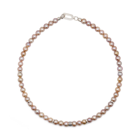 Mauve Pearl Necklace | Sterling Silver