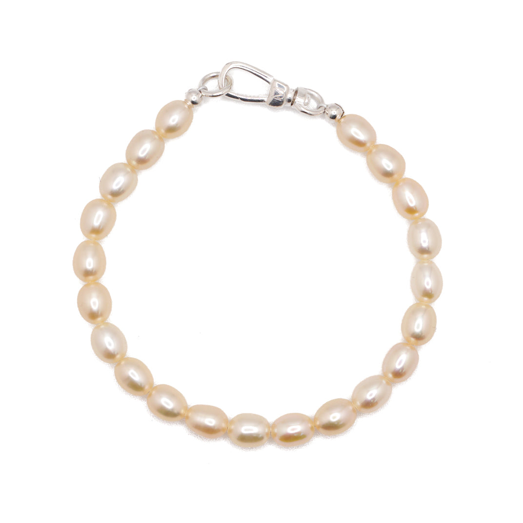 Peach Rice Pearl Bracelet | Sterling Silver