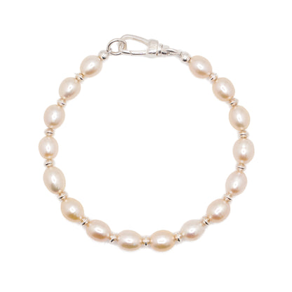 Rice Pearl & Disc Bracelet | Sterling Silver