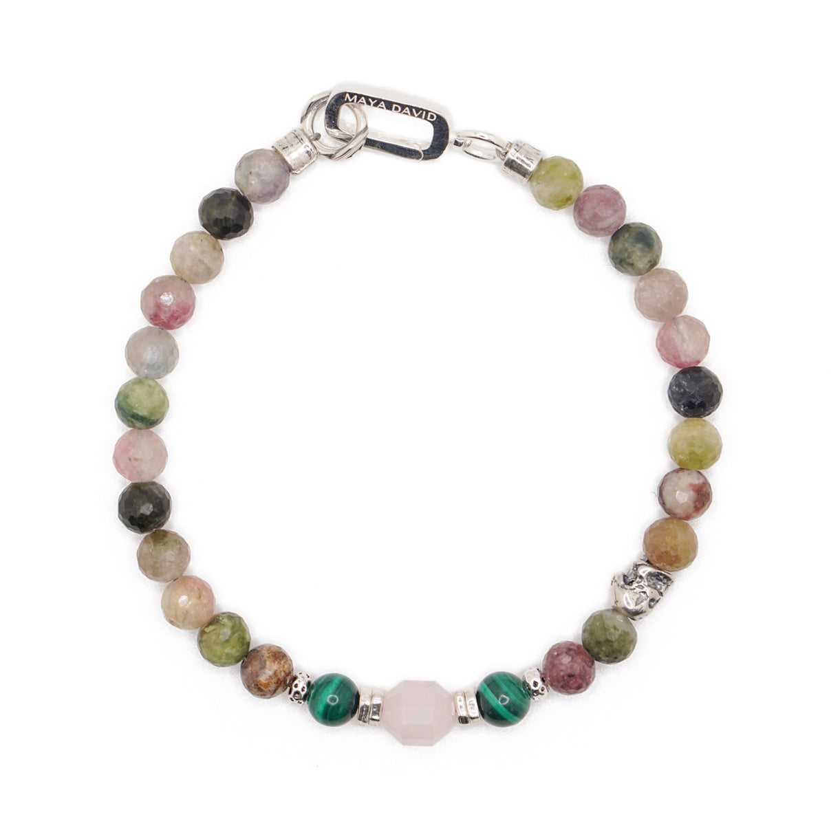 Edge of Love Bracelet | Tourmaline, Rose Quartz & Skull