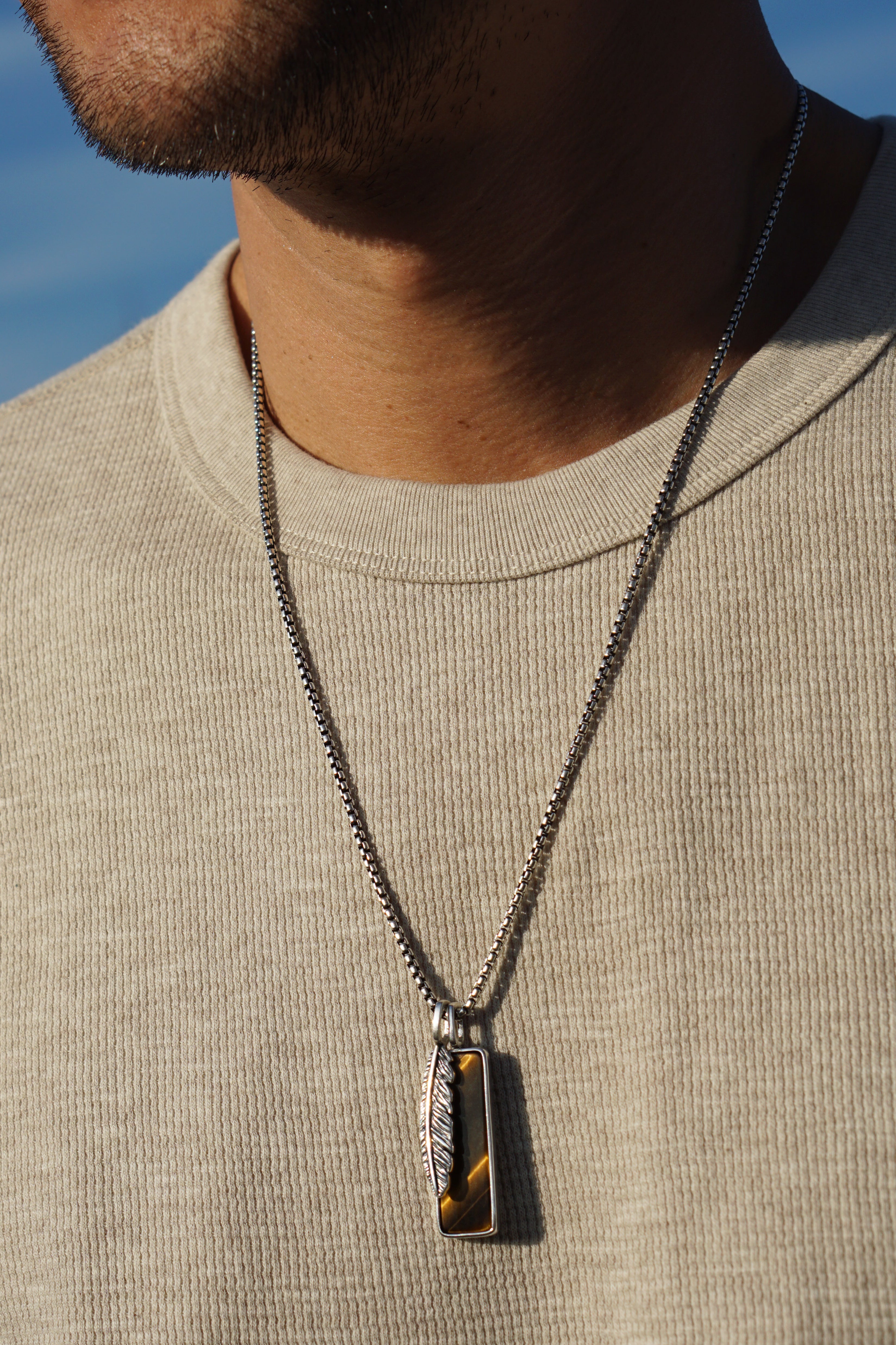 Flight Tag Necklace | Tiger's Eye & Sterling Silver