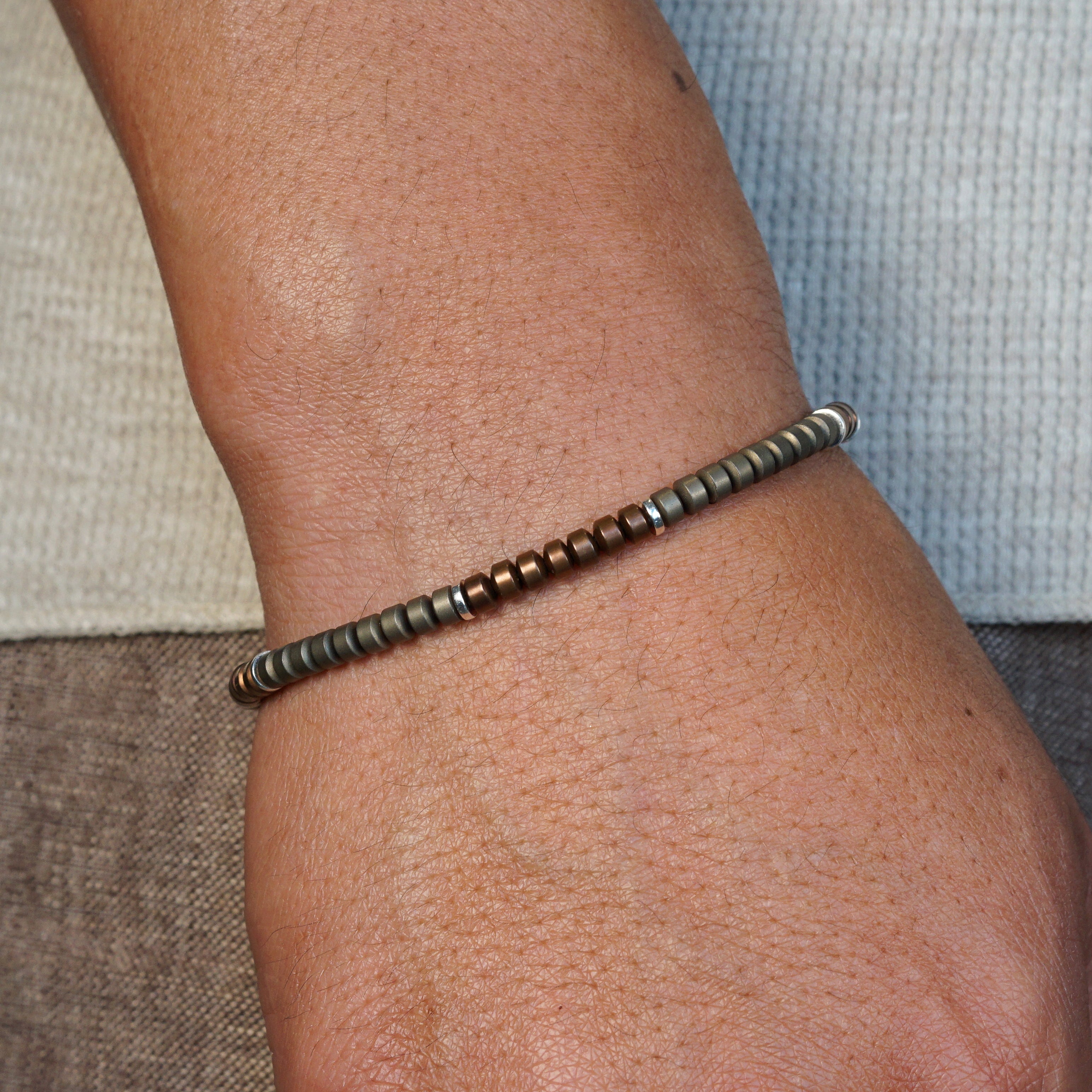 Flux Bracelet | Bronze Hematite & Sterling Silver