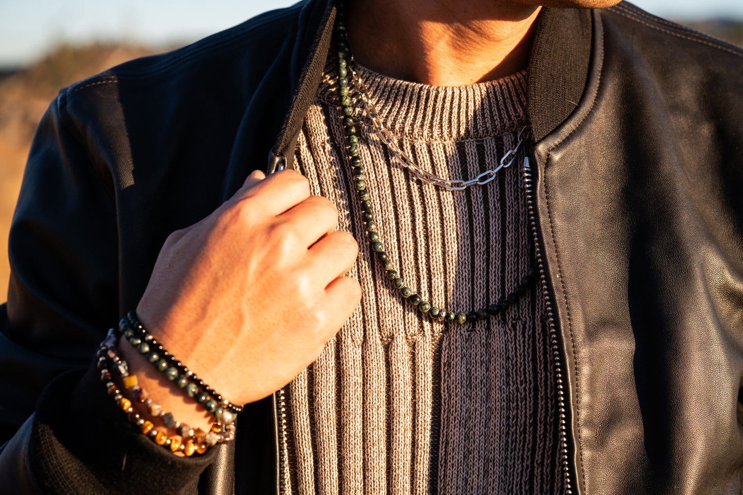 Jasper & Skull Necklace | Sterling Silver