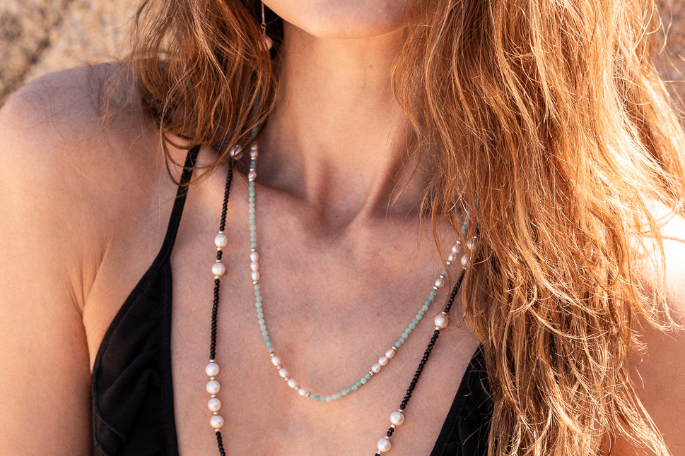 Azure Necklace | Amazonite, Pearls & Sterling Silver