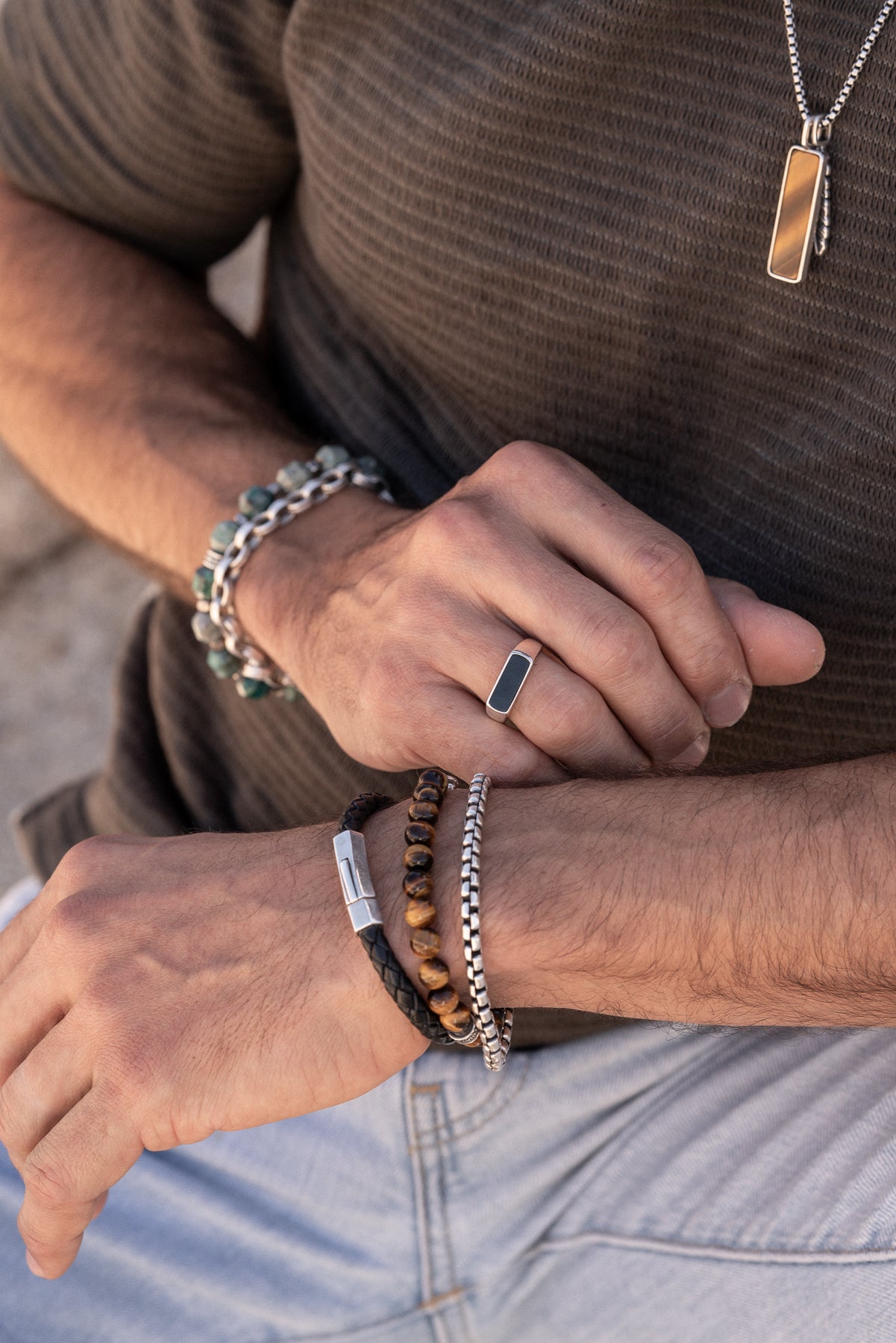 Nomad Leather Bracelet | Sterling Silver