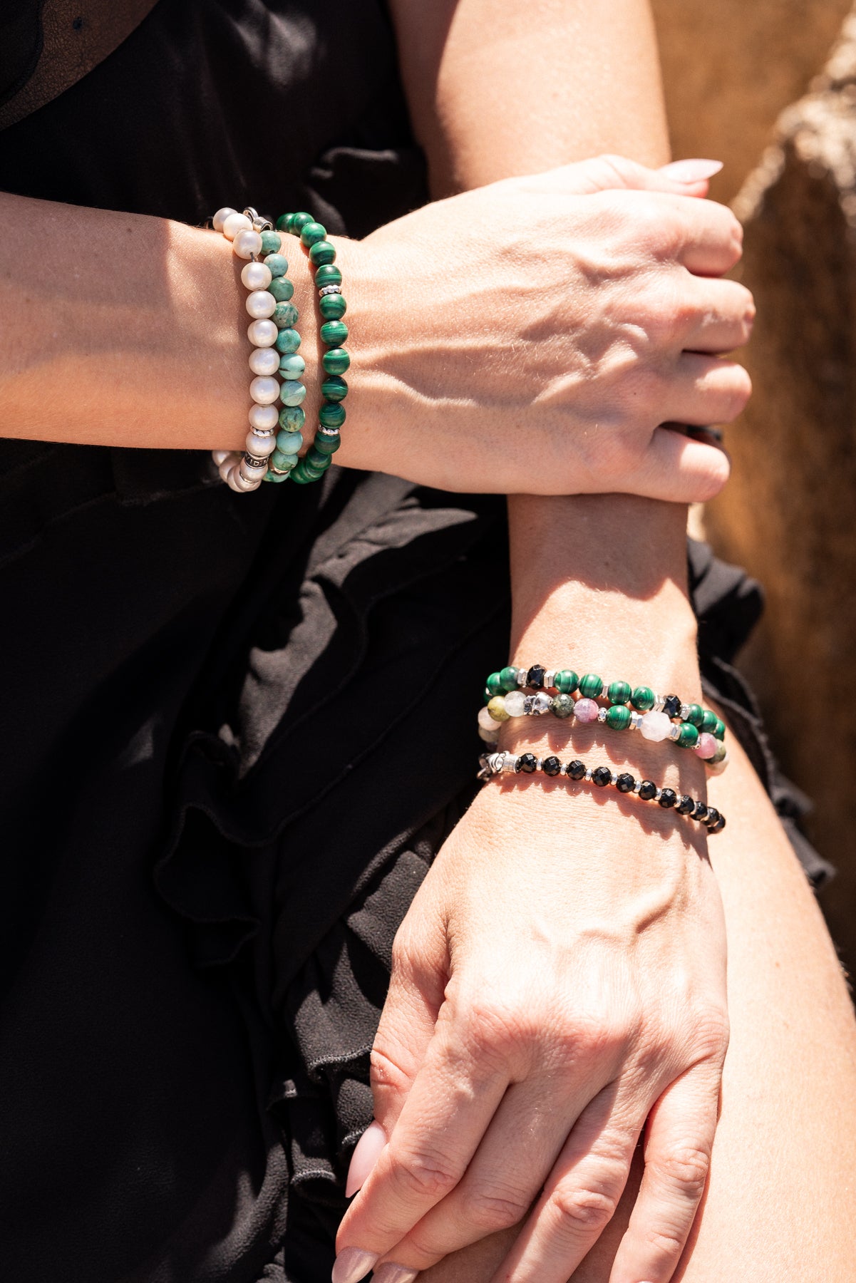 Vector Bracelet | Malachite, Black Spinel & Sterling Silver