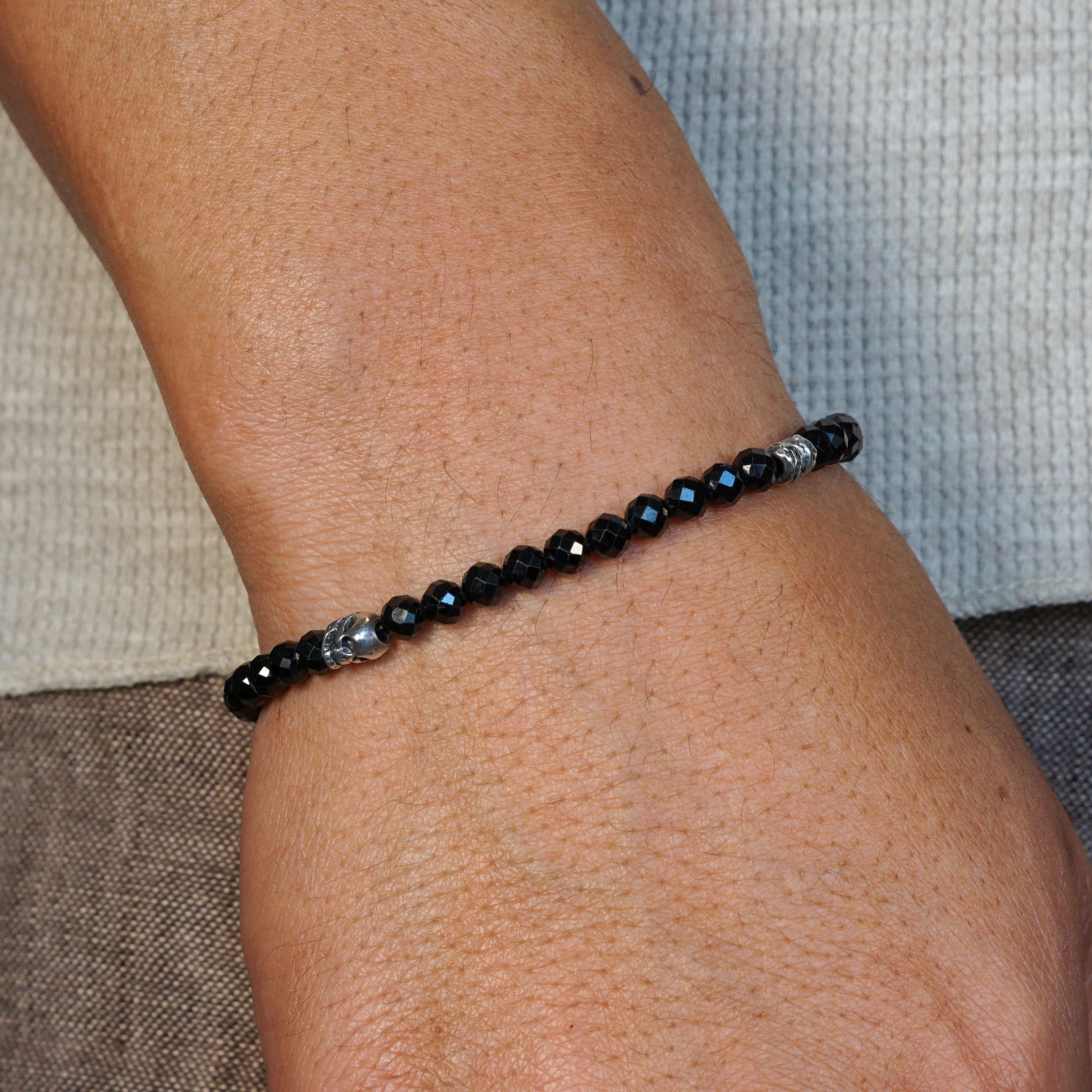Phantom Bracelet | Black Spinel, Skull & Sterling Silver