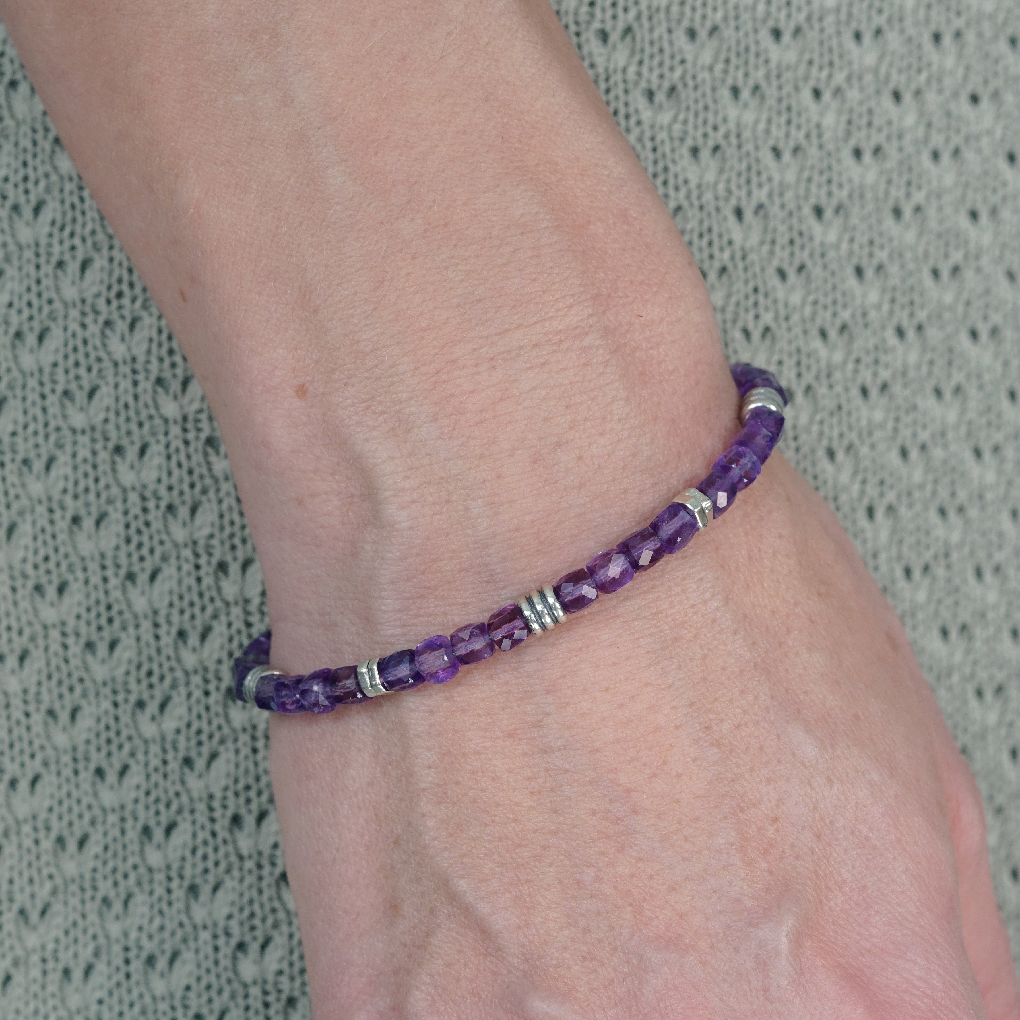 StoneWave Bracelet | Amethyst & Sterling Silver