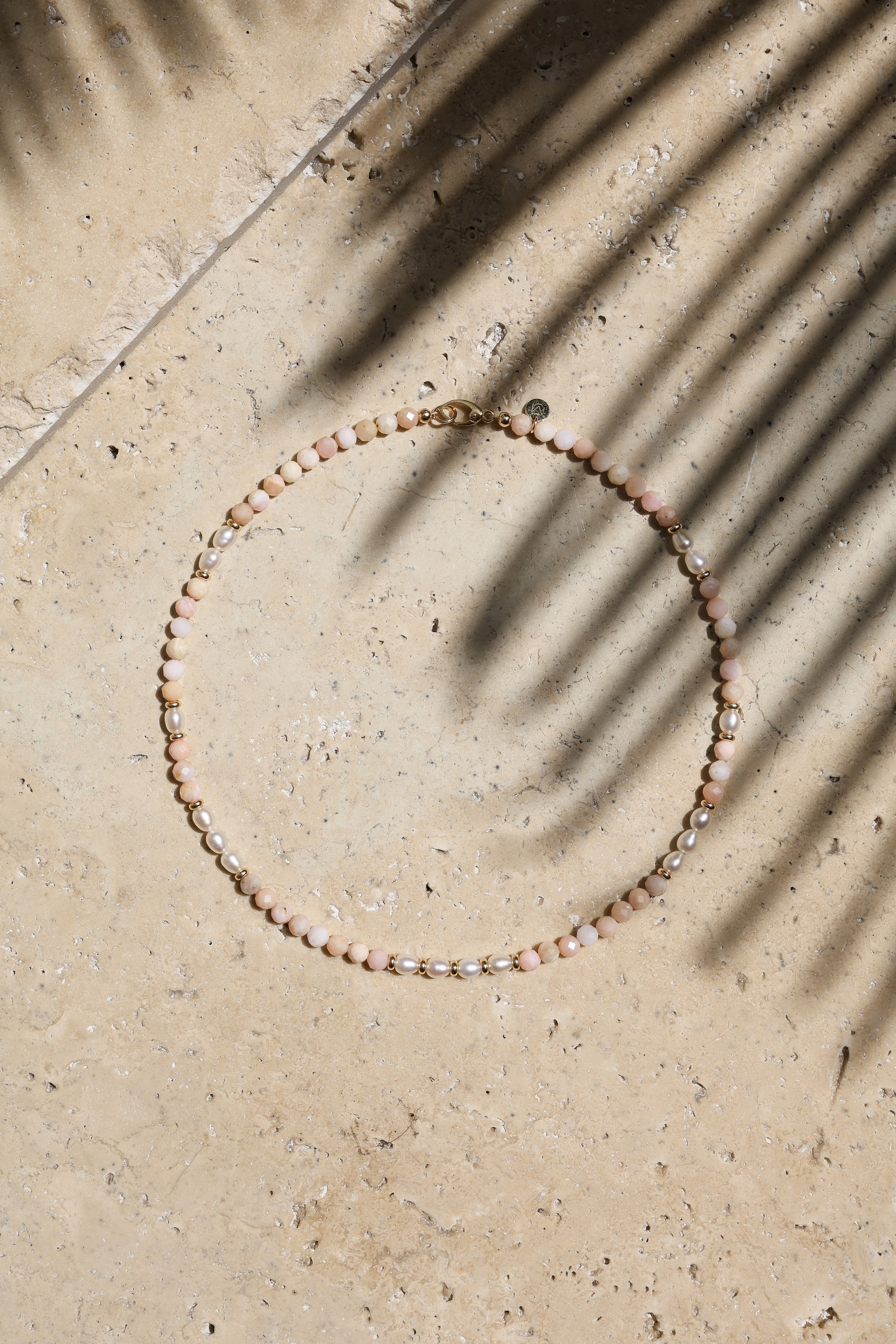 Cala Rosa Necklace | Pink Opal, Pearls & 14K Gold