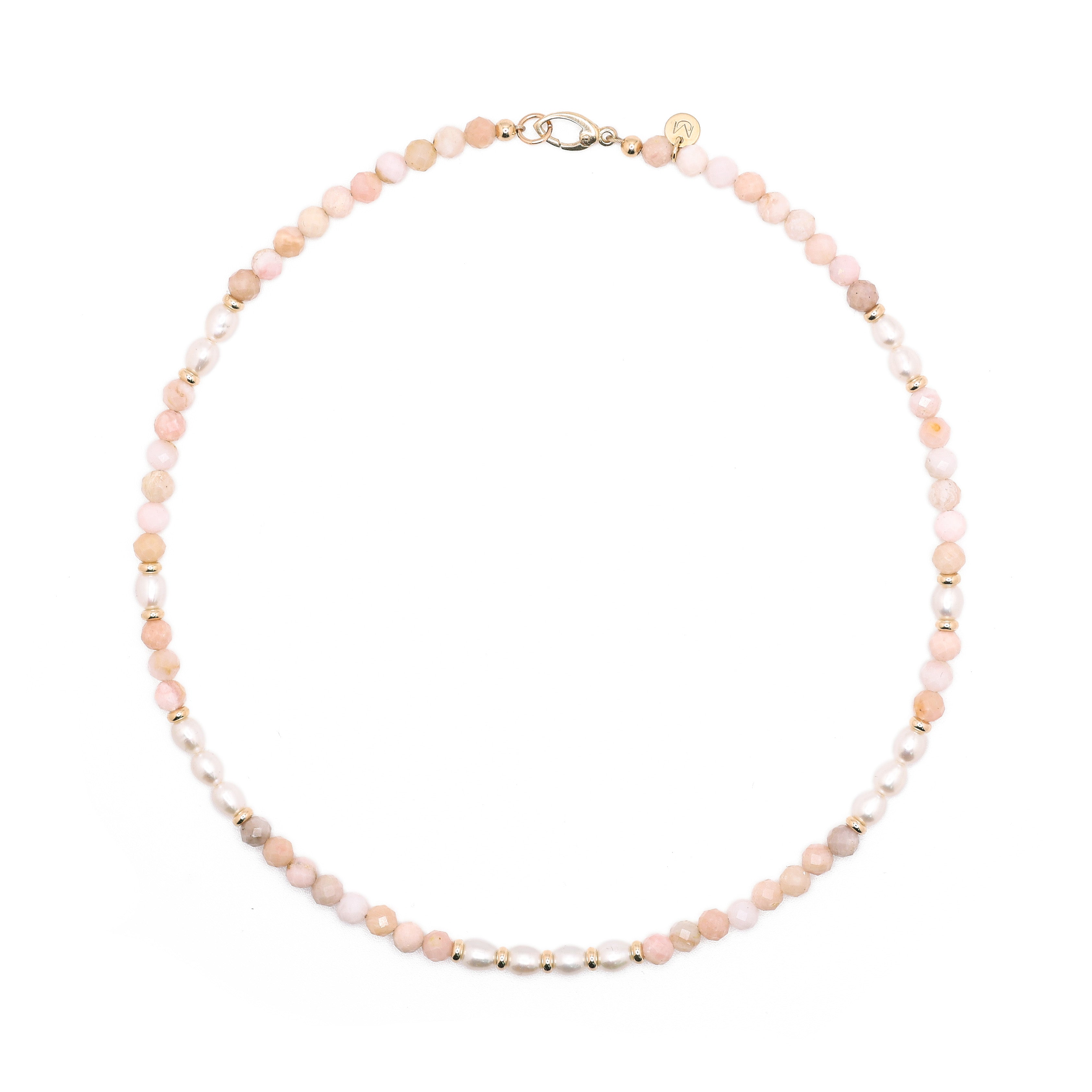 Cala Rosa Necklace | Pink Opal, Pearls & 14K Gold