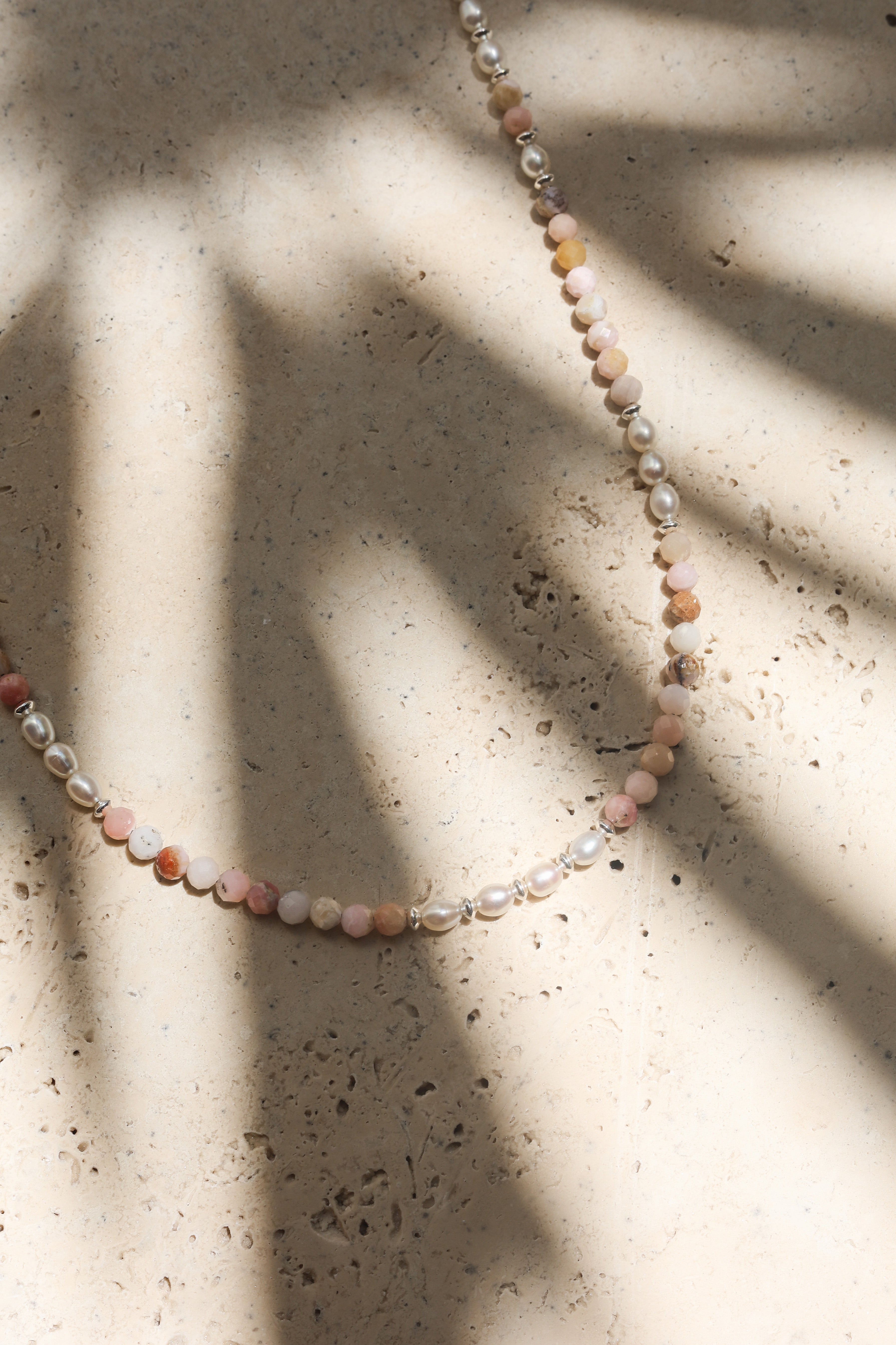 Cala Rosa Necklace | Pink Opal, Pearls & Sterling Silver