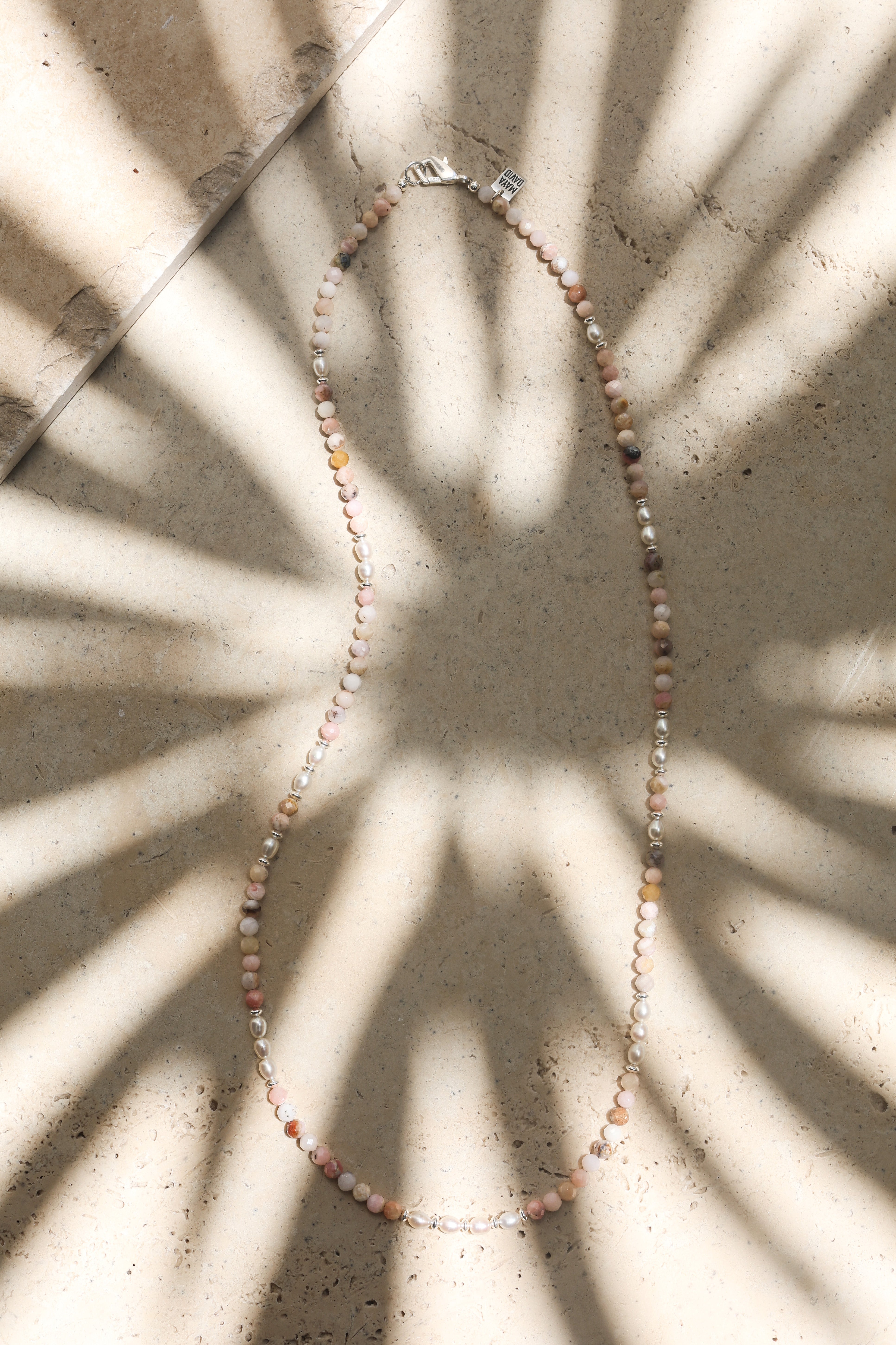 Cala Rosa Necklace | Pink Opal, Pearls & Sterling Silver