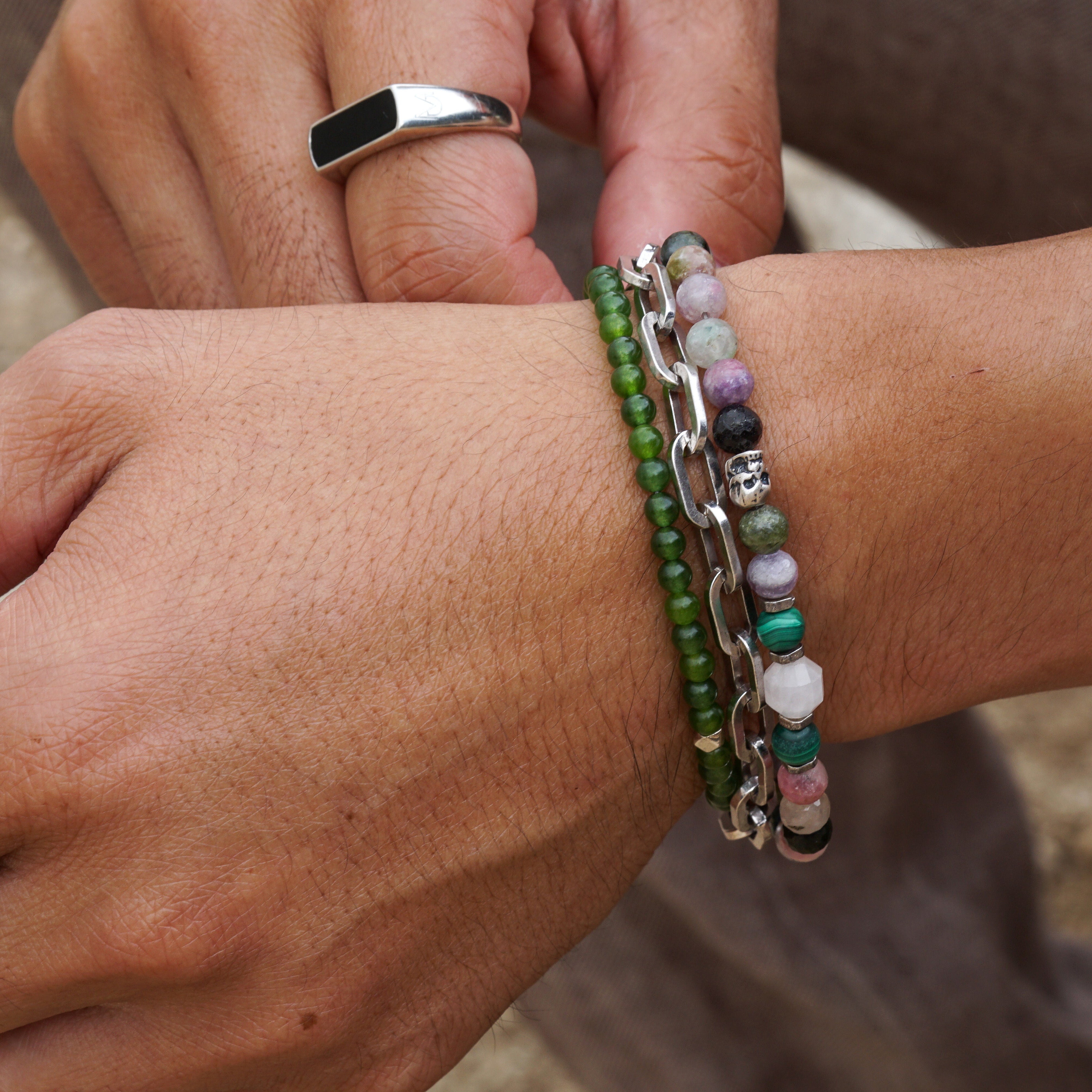 Edge of Love Bracelet | Tourmaline, Malachite & Rose Quartz